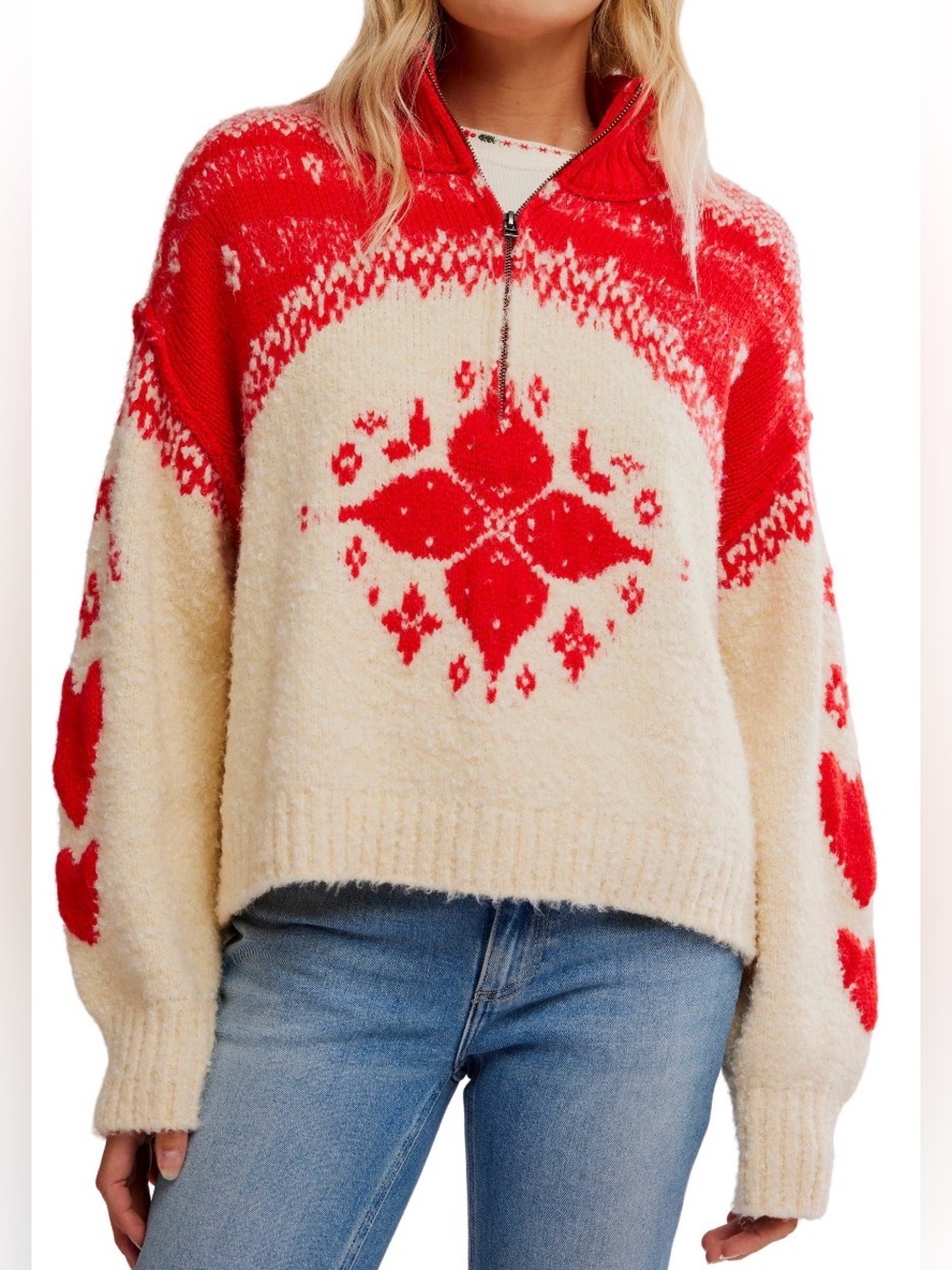 Free People Mythical Half Zip Knit Pullover